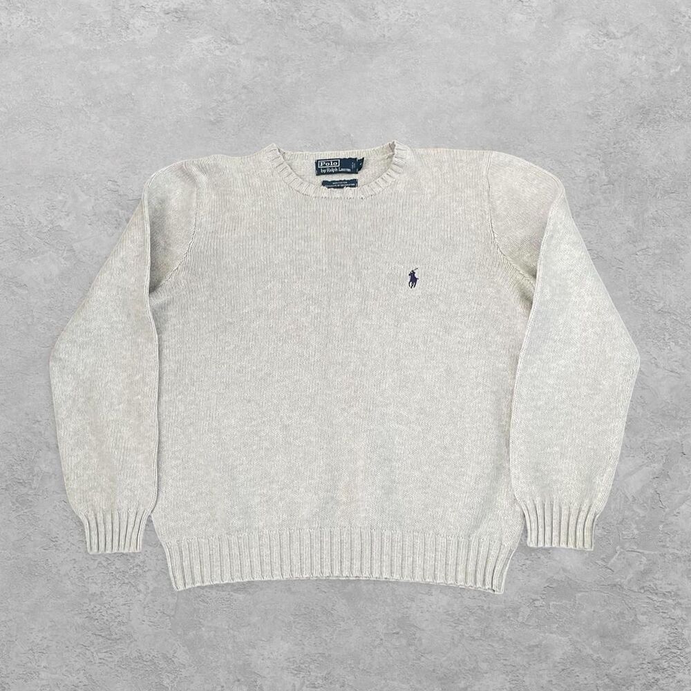 Vintage 90s Polo Ralph Lauren Crewneck Sweater Cream S Preppy Old Money